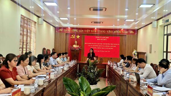 Đoàn kiểm tra số 4 của Ban Tổ chức Tỉnh uỷ làm việc với Thường trực Đảng ủy các xã, Lộc Bình, Thống Nhất, Mẫu Sơn, Khuất Xá, Na Dương, Lợi Bác, Xuân Dương