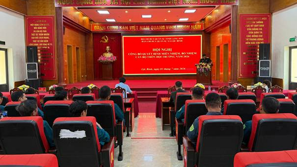 BAN CHQS XÃ LỘC BÌNH TỔ CHỨC HỘI NGHỊ CÔNG BỐ QUYẾT ĐỊNH MIỄN NHIỆM, BỔ NHIỆM CÁN BỘ THÔN ĐỘI TRƯỞNG NĂM 2026